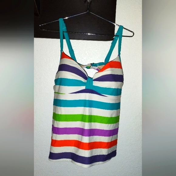 Swim by Cacique Multi-Color Striped Swim Suit Top Size 38DDD - Picture 1 of 4